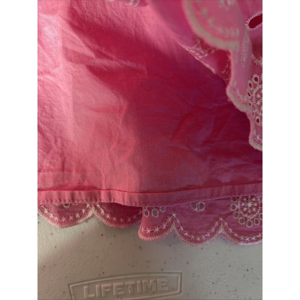Talbots 18 pink eyelet embroidered lined Cotton Shift Dress Puff sleeves plus - Picture 11 of 12